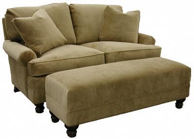 Keri's custom sectional sleeper, loveseat, ottoman