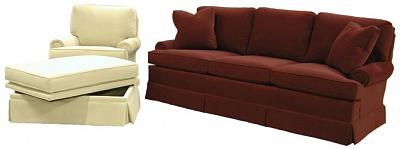 Eliot swivel rocker and sofa with storage ottoman